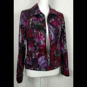 Lark Lane Purple Pink and Black Shiny Jacket sz 8